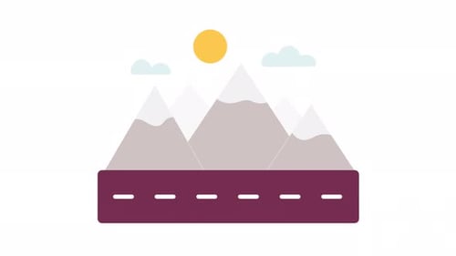 Autoroute près des montagnes enneigées dans une animation de dessin animé