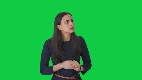 Anxious Indian girl waiting for someone Green screen