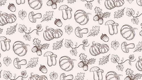 Autumn Harvest Sketch Pattern Seamless Loop