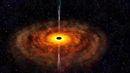 Black Hole with Accretion Disk and Plasma Jets in Deep Space
