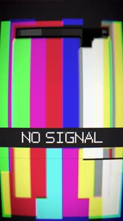 Retro TV No Signal Glitch with Color Bars
