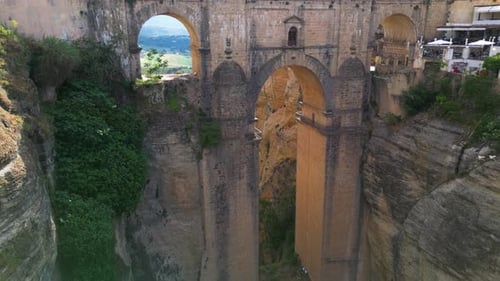 Aerial view of Puente Nuevo (The New Bridge) in Ronda, Andalusia, Spain