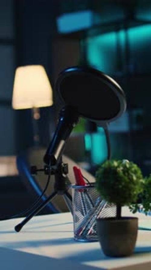 Vertical Video Empty Home Studio with Recording Devices