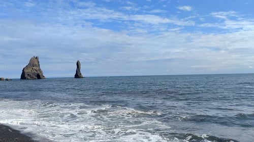 Black Sand Beach On The Coast Of Iceland