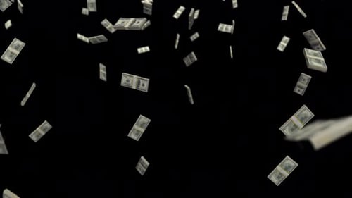 Faszinierender 4K-Dollarregen: Realistische 3D-Szene mit Elementen und Alpha-Transparenz