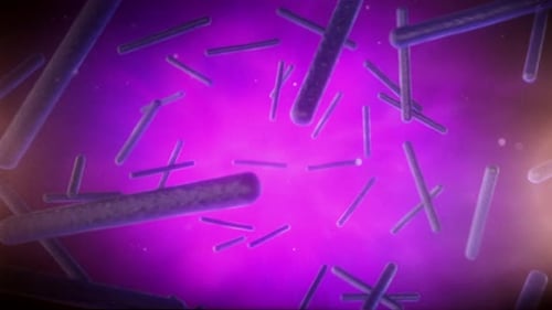 Abstract Microscopic Rods Floating in Vibrant Purple Space