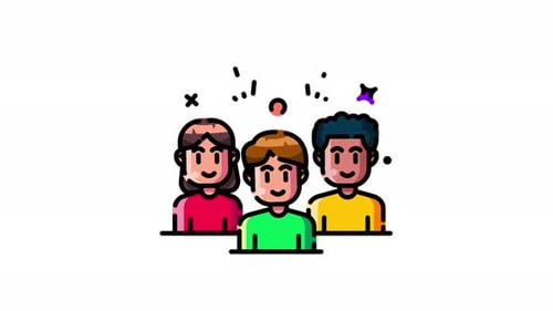 Flat Design Animation of Diverse Group of People Interacting
