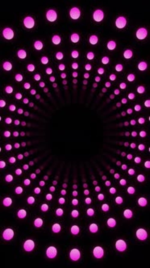 Vertical video circle neon dots tunnel loop animation background
