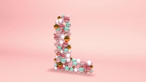 Animated Shiny Spheres Forming Capital Letter L