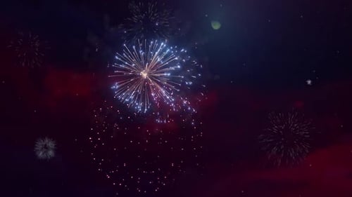 New Year's Fireworks Show Celebration Loop Seamless Background