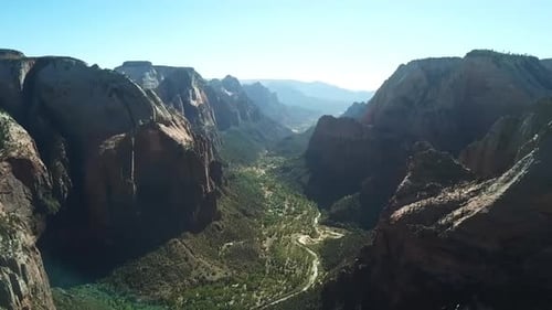 Aerial Shot Of Angels Landing, Tourist Destination In Zion National Park