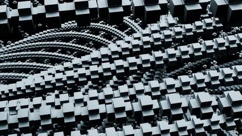 Abstract 3D Animation of Flowing Cubes Creating Mesmerizing Visual Patterns