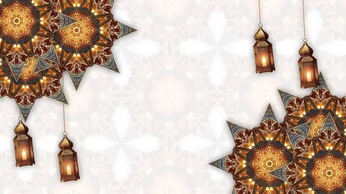 Animated Islamic Lanterns and Ornate Patterns for Ramadan Eid