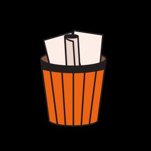 Animated Trash Can Icon with Dropping Paper