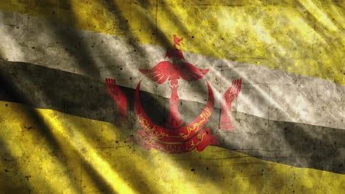 Grunge Waving Flag of Brunei Darussalam Animation