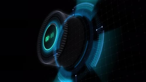 Futuristic Digital Countdown Timer with HUD Interface