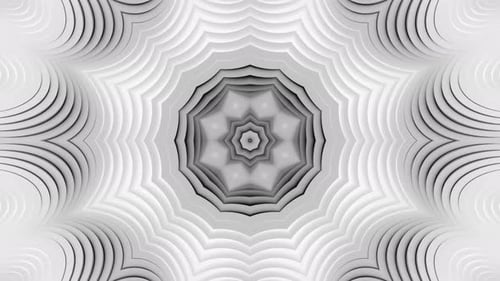 White and black abstract background with circular design. Kaleidoscope VJ loop