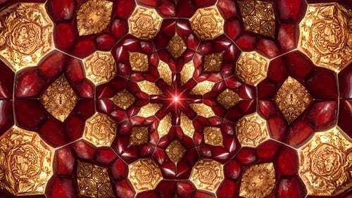 Gold and Ruby Royal Jewelry Pattern Texture Background Loop