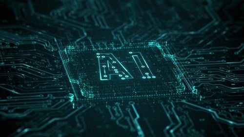 IA Inteligencia artificial y minería de datos Chat Aprendizaje profundo Tecnología de chips de computadora futurista