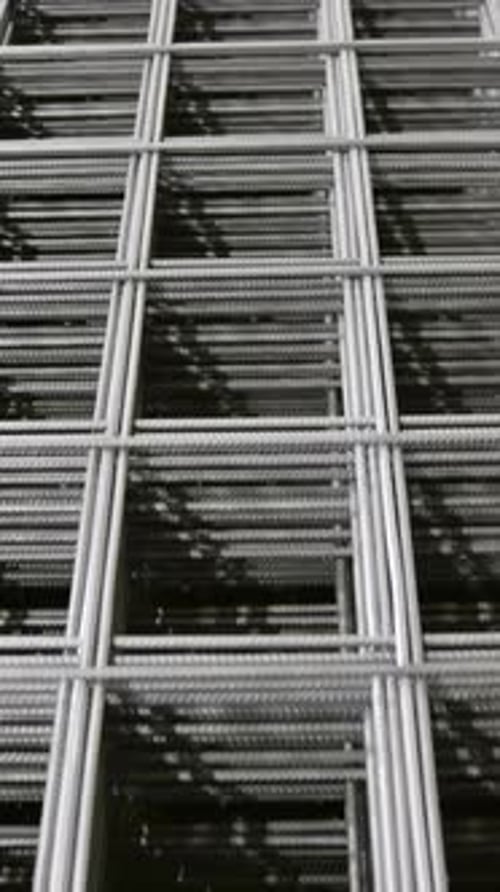 Close Up of Stacked Steel Reinforcing Mesh