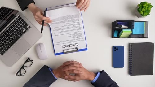 Contract Signing and Handshake in Corporate Setting
