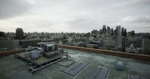 City Skyline View From a Rooftop with Modern Urban Architecture