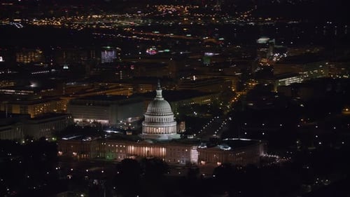 Washington Dc Capitol Aerial View Night