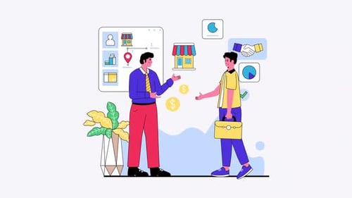 Animated Business People Explaining Corporate Concepts in Flat Design