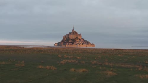 Aerial view of Mont-Saint-Michel, Normandy, France.