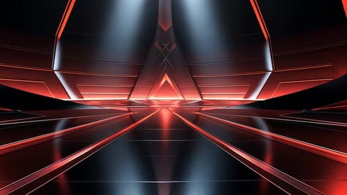 Futuristic, red and black, interior space