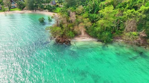 Tropical Azure Water and Coastline from Above