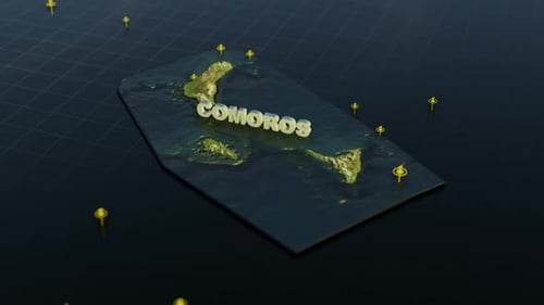 Carte 3D des Comores avec animation