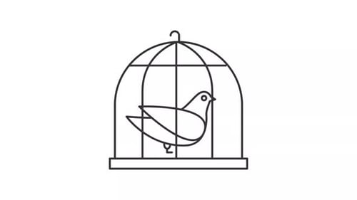 Ícone animado de pombo em linha de gaiola