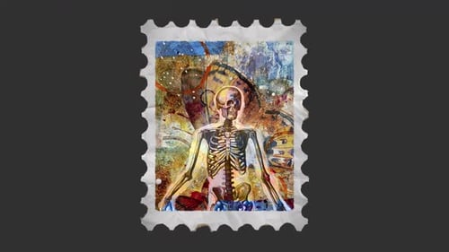 Vintage Skeleton Anatomy Ephemera Postage Stamp