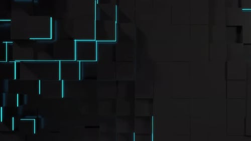 Neon Glow Black Cubes 4K