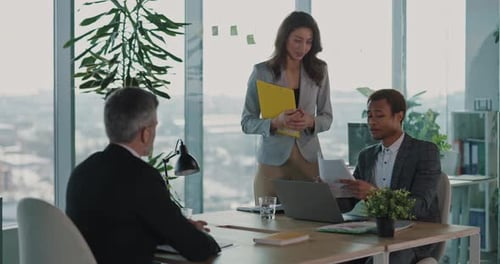 Caucasian Adult Employee Applying for Modern Job Vacancy in the Startup Company Couple Managers