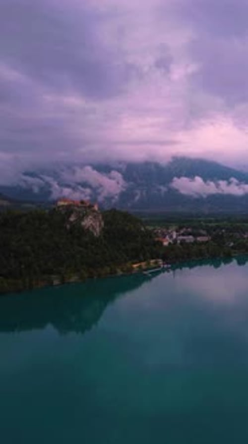 Aerial view of Bled Castle, Slovenia.