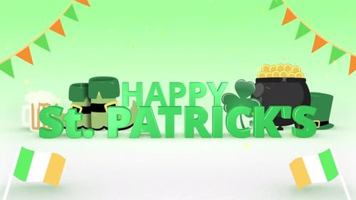 3D St. Patrick's Day Greeting Intro Green