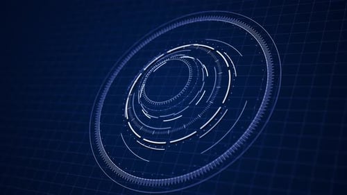 Tech HUD Innovation Circle Interfaces Hi Tech Futuristic Display Blue Hologram Button Digital Data