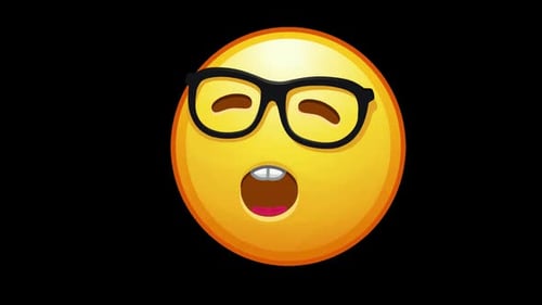 Animated Emoji Face with Glasses Expressing Emotions