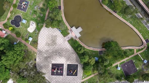 Aerial Drone Park Lake View Batu Pahat Malaysia