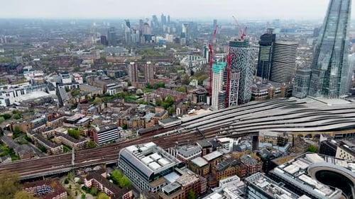 Stunning Aerial View of London Bridge Station and Shard Skyline