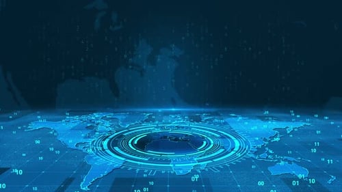 Animated Global Technology HUD Data Network Background