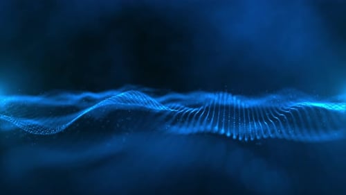 Abstract Blue Digital Particle Wave Background Loop