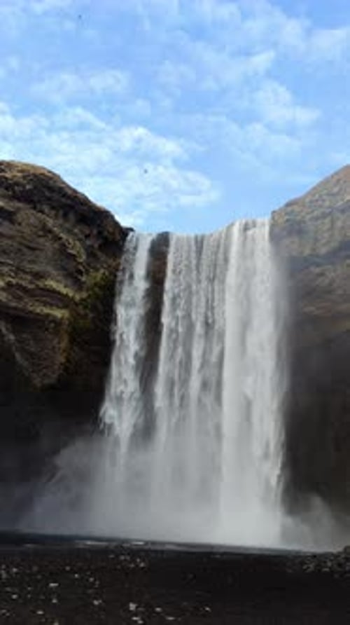Skogafoss Waterfall In Iceland Wide Vertical Shot