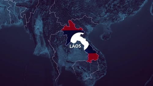 Karte und Flagge von Laos 4K