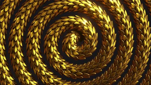 abstract fantasy background with spiral golden snake moving
