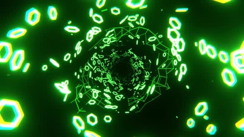 Green Digital Fantastic Abstract Corridor Background Vj Loop In 4K