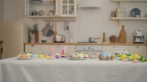 Easter Decorations with Plates of Colorful Treats