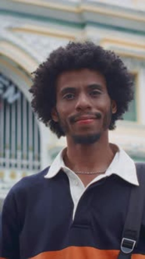 Portrait of African American Guy in City Center